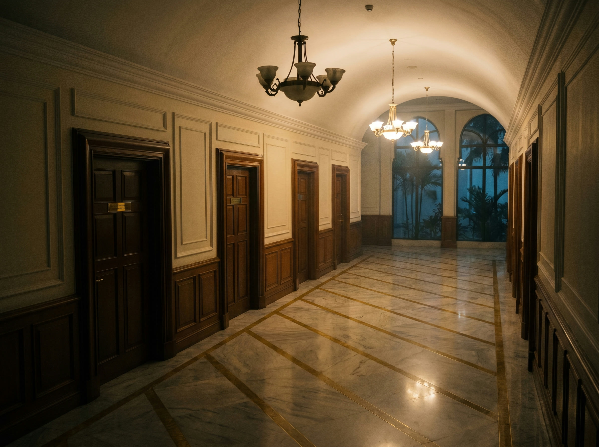 Malaysian federal building interior at night