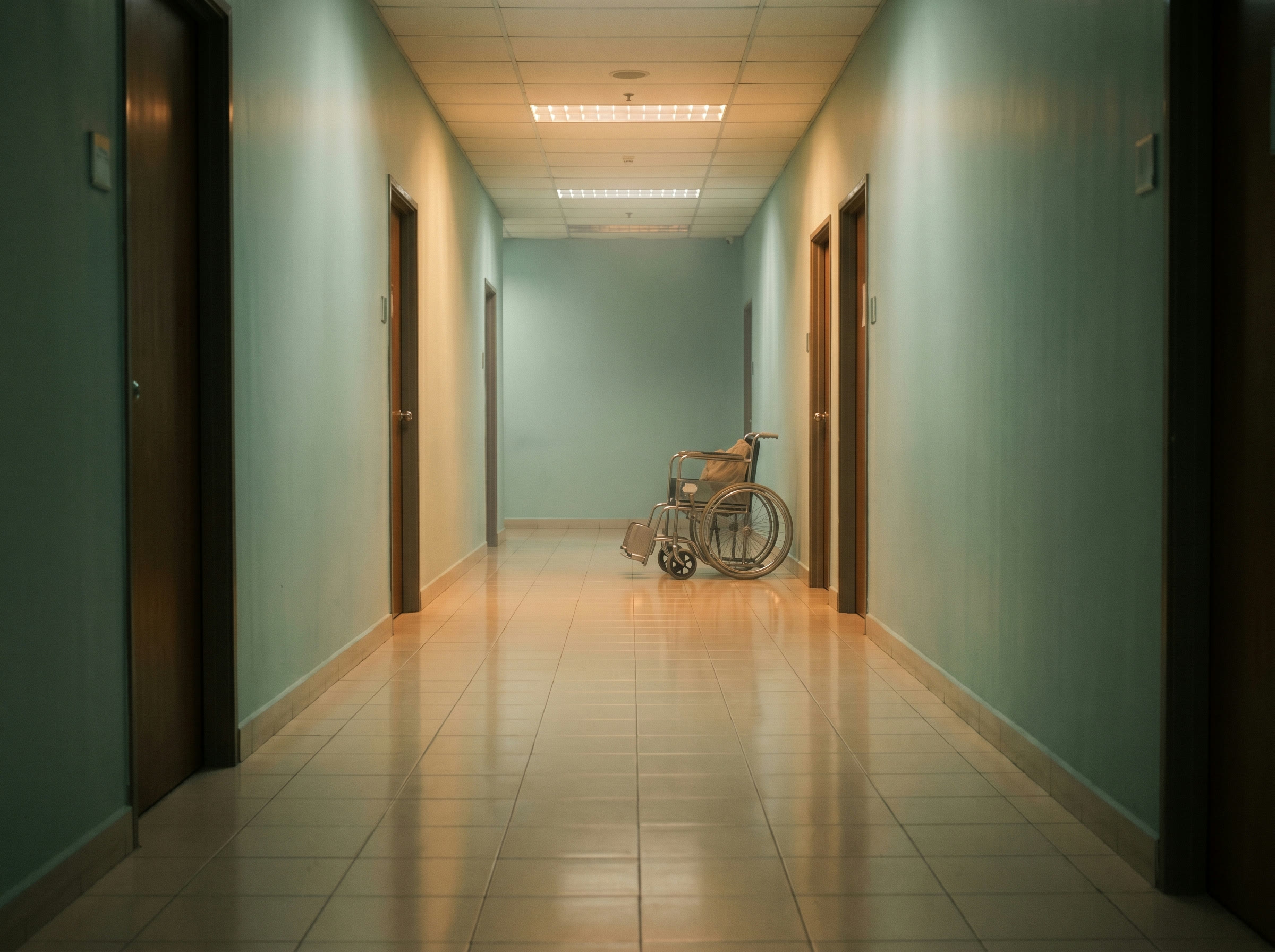 Malaysian hospital corridor at night